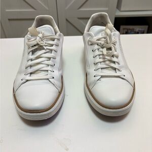 Cole Haan White Leather Men's Sneakers with Tan Trim Golf Shoes